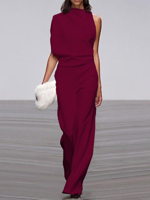 Women's Sleeveless Jumpsuit Open Back Design