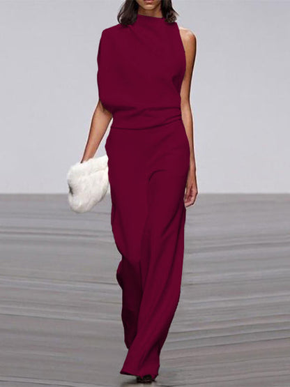 Women's Sleeveless Jumpsuit Open Back Design