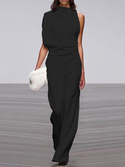Women's Sleeveless Jumpsuit Open Back Design