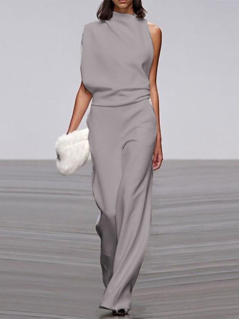 Women's Sleeveless Jumpsuit Open Back Design