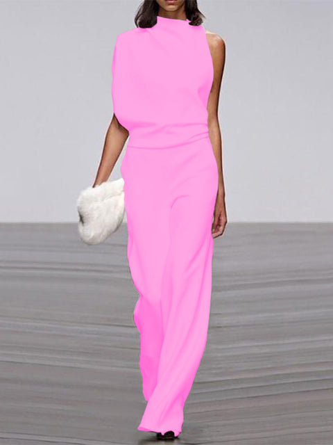 Women's Sleeveless Jumpsuit Open Back Design