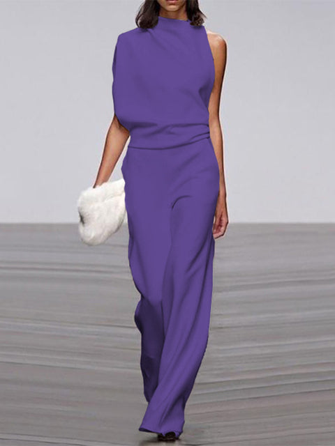 Women's Sleeveless Jumpsuit Open Back Design