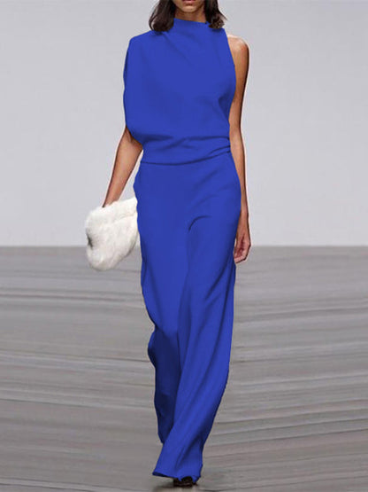 Women's Sleeveless Jumpsuit Open Back Design
