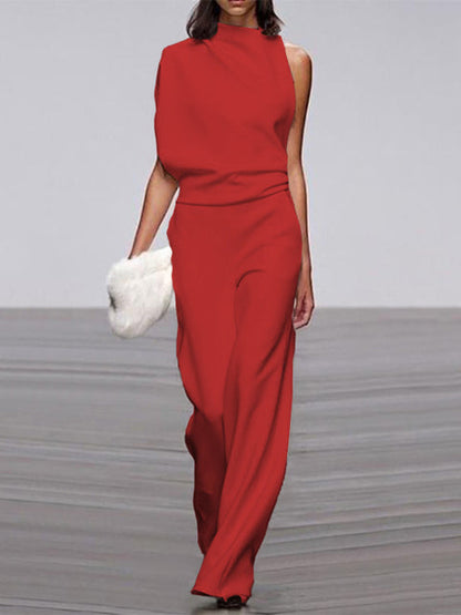 Women's Sleeveless Jumpsuit Open Back Design