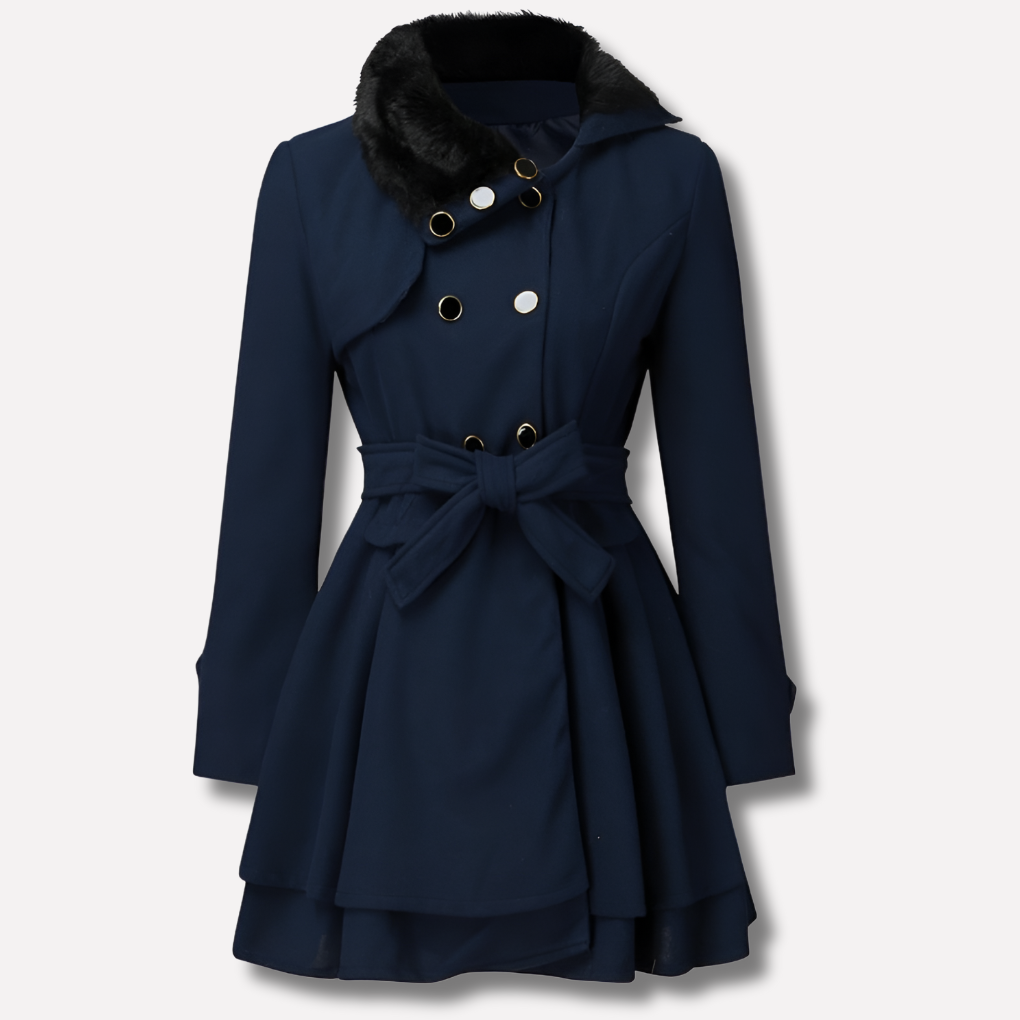 Women's Button Front Belted Winter Coat