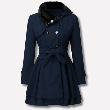 Women's Button Front Belted Winter Coat