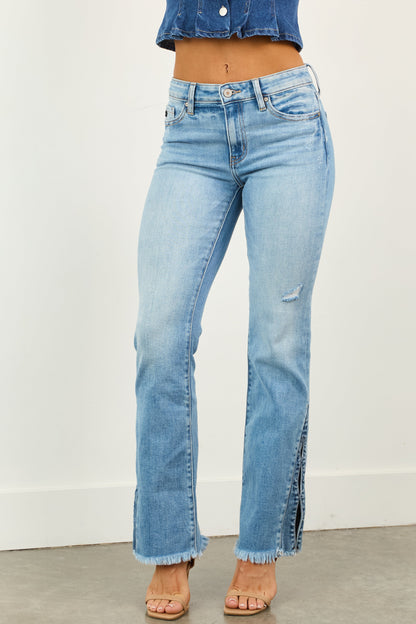 Women's Bootcut Jeans Medium Wash Stretchy Comfortable Denim