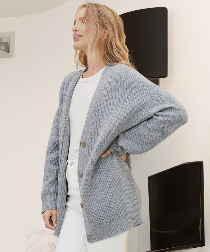 Women's Oversized Cardigan Ribbed Knit Texture Comfortable