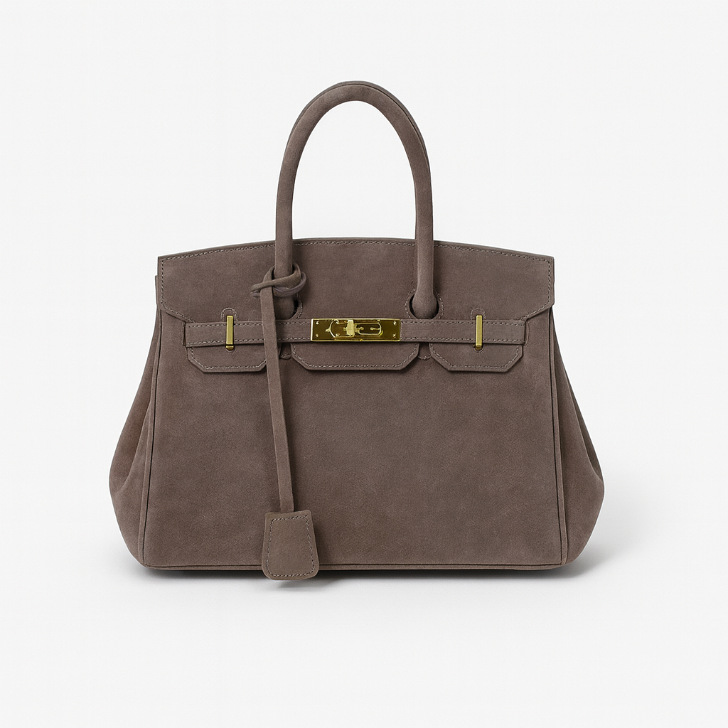 Women's Suede Shoulder Bag Gold Hardware - 
Fashinoza