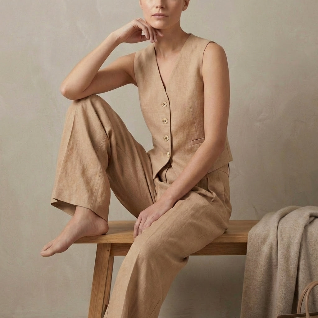 Linen Vest And Trousers Set