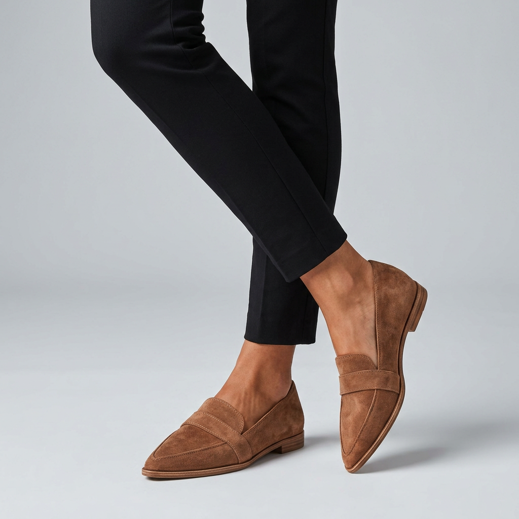 Orthopedic Loafers Pointed Toe Leather Brown - 
Fashinoza