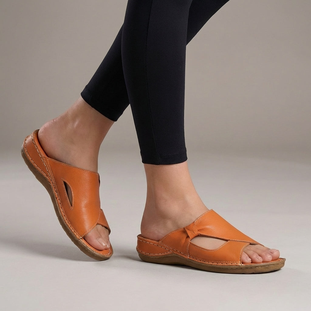 Women's Wedge Sandals Contoured Heel Bow Accent