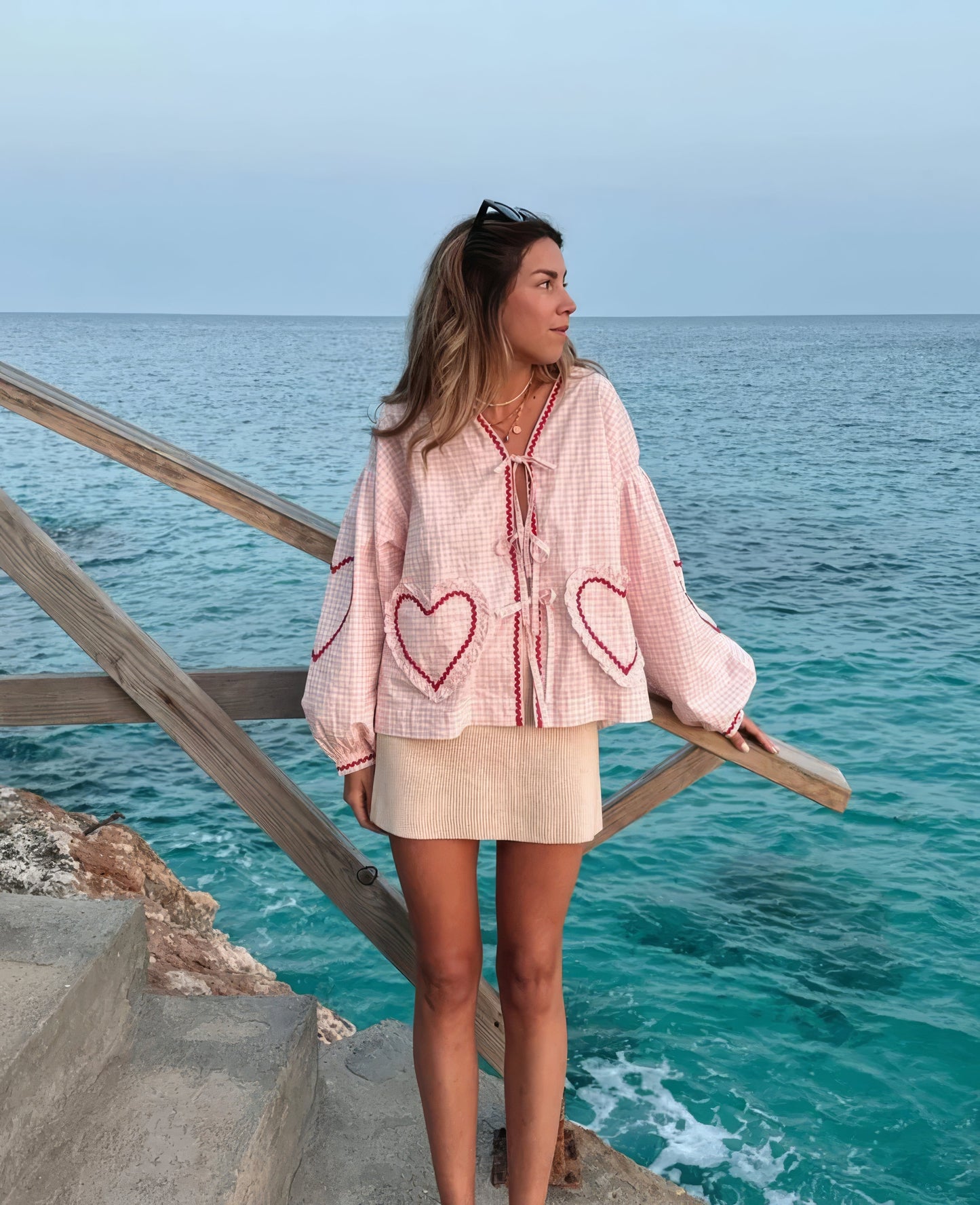 Gabriella | Women Spring Gingham Tie Front Blouse