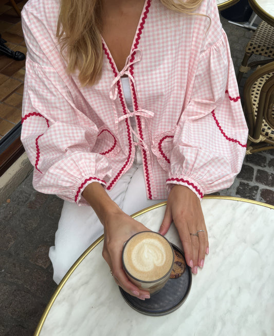 Gabriella | Women Spring Gingham Tie Front Blouse