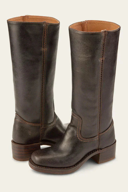 Women's Knee-High Boots Slim Fit Structured Sole - Fashinoza