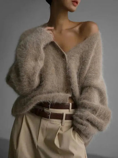 Women's Soft Cardigan Cozy Acrylic - 
Fashinoza