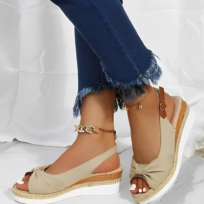 Knot Design Women's Espadrille Wedge Sandals Comfortable - 
Fashinoza