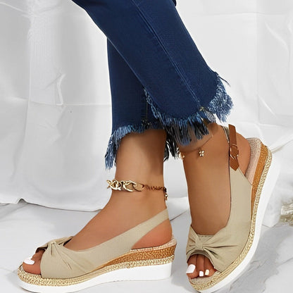 Knot Design Women's Espadrille Wedge Sandals - 
Fashinoza