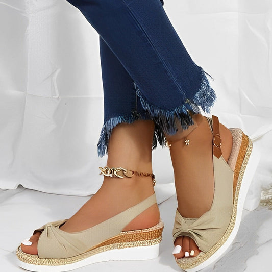 Knot Design Women's Espadrille Wedge Sandals - 
Fashinoza