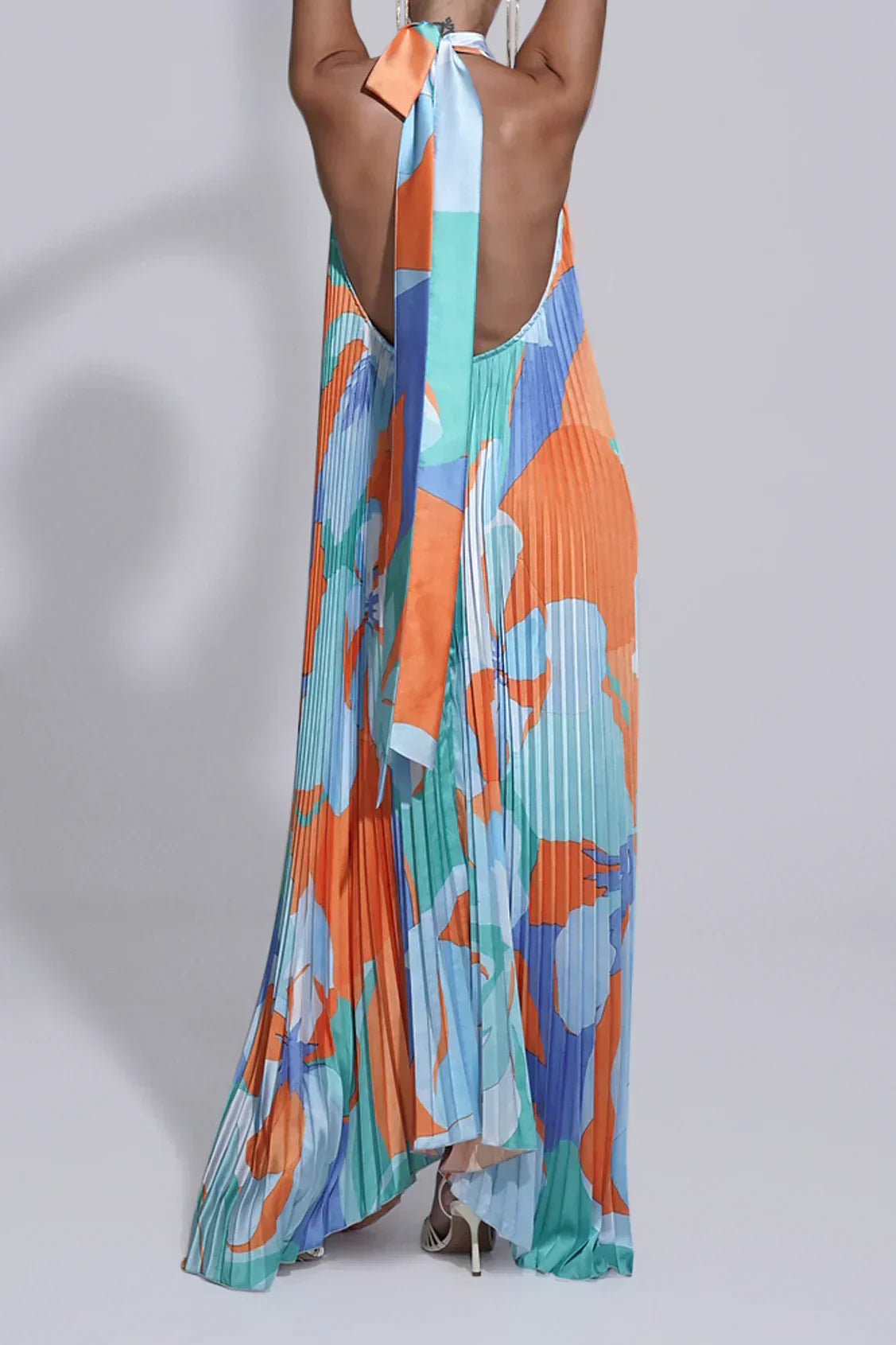 Women's Pleated Halter Maxi Dress