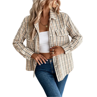 Women's Long Sleeve Blouse Cotton Button Front Casual White - Fashinoza