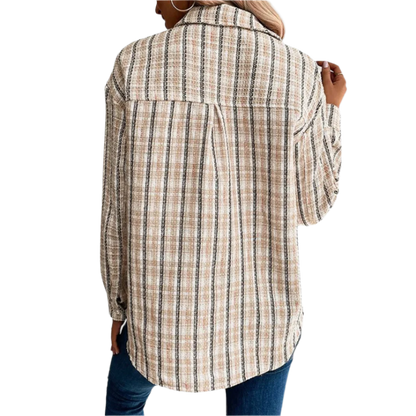 Women's Long Sleeve Blouse Cotton Button Front Casual White