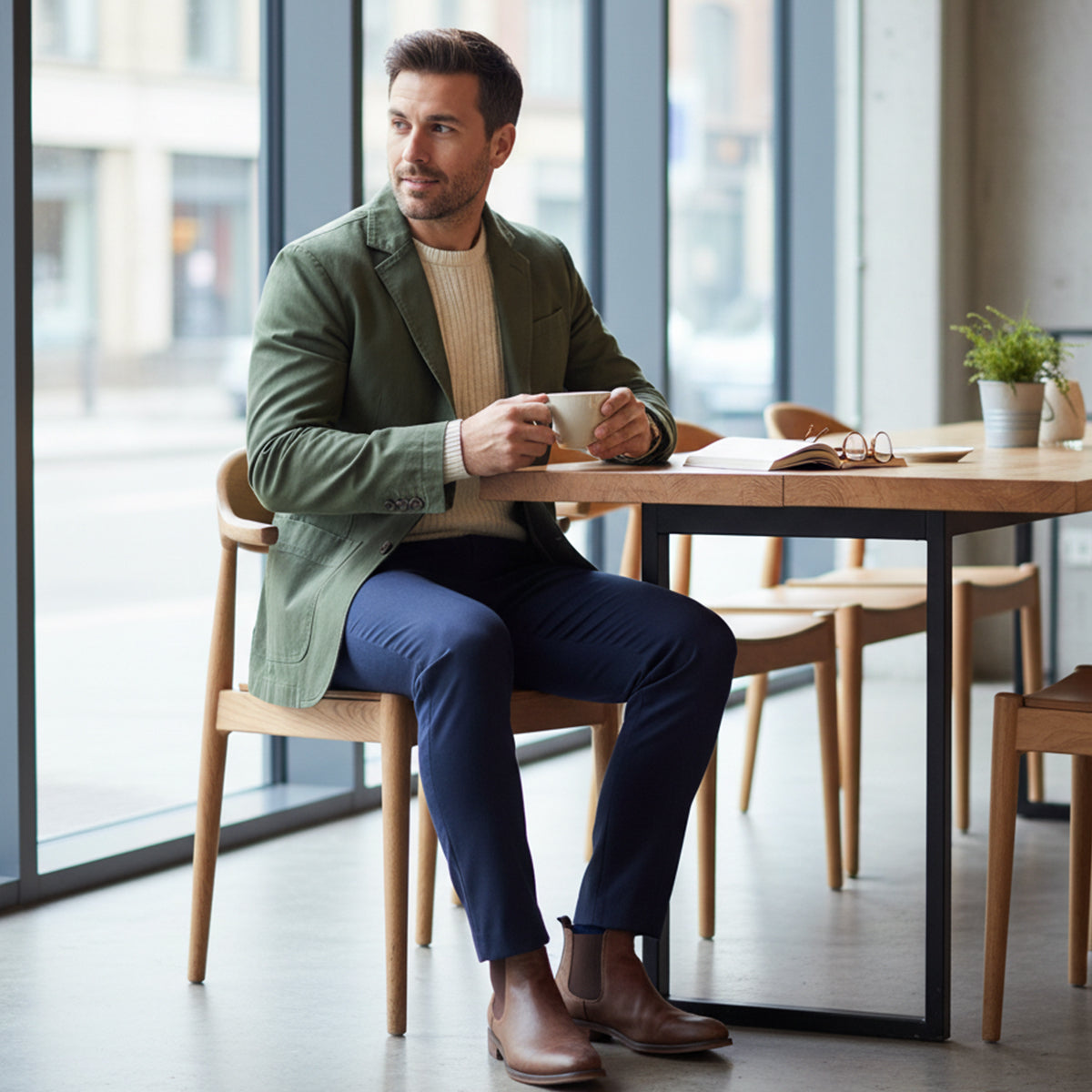 Men's Cotton Windbreaker Blazer With Pockets