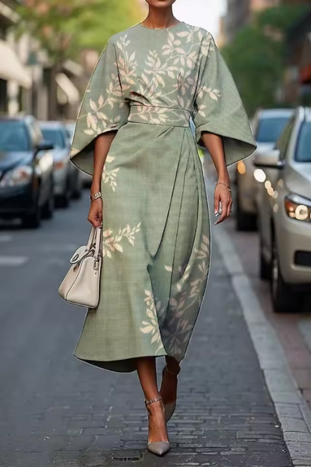 Floral Belted Midi Dress