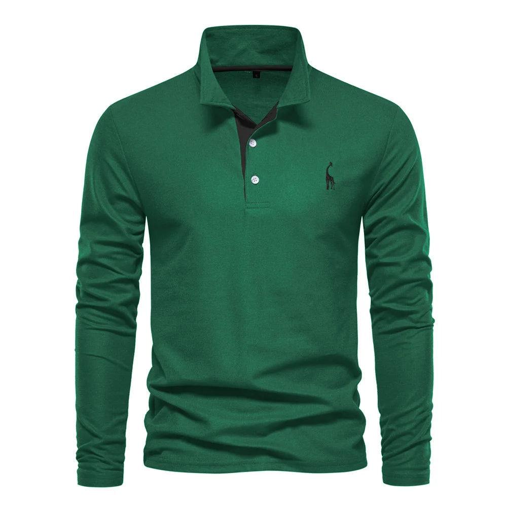 Men's Long Sleeve Polo Jumper Cotton Classic Collar Comfortable