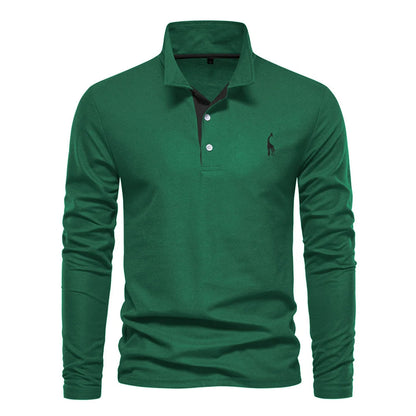 Men's Long Sleeve Polo Jumper Cotton Classic Collar Comfortable