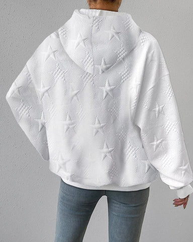 Women's Textured Star Hoodie Sweatshirt