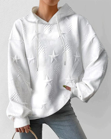 Women's Textured Star Hoodie Sweatshirt