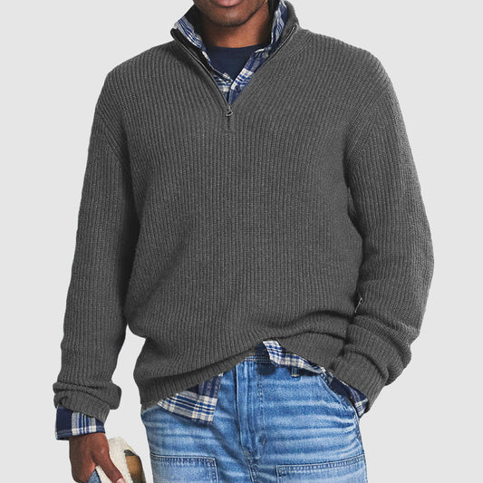 Men's Wool Half-Zip Sweater - Fashinoza