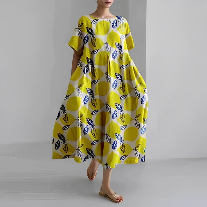 Women's Short Sleeve Printed Midi Dress