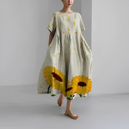 Women's Short Sleeve Printed Midi Dress
