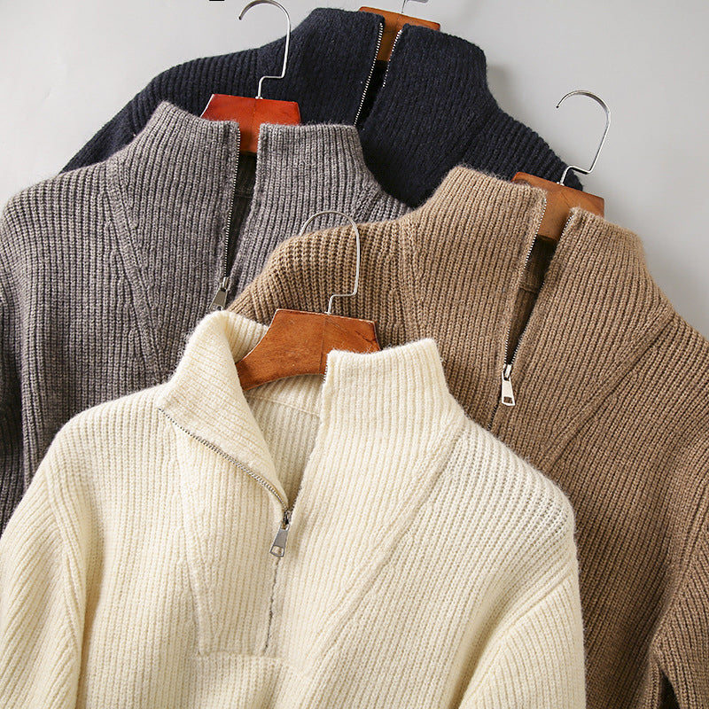 Men's Ribbed Knit Half-Zip Sweater