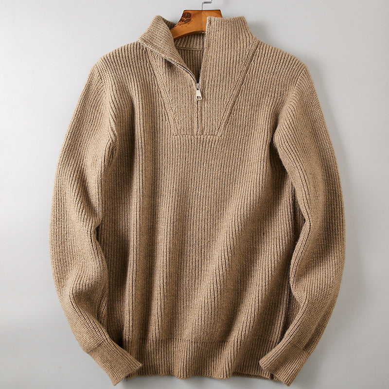 Men's Ribbed Knit Half-Zip Sweater