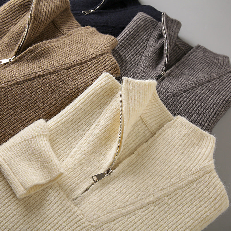 Men's Ribbed Knit Half-Zip Sweater