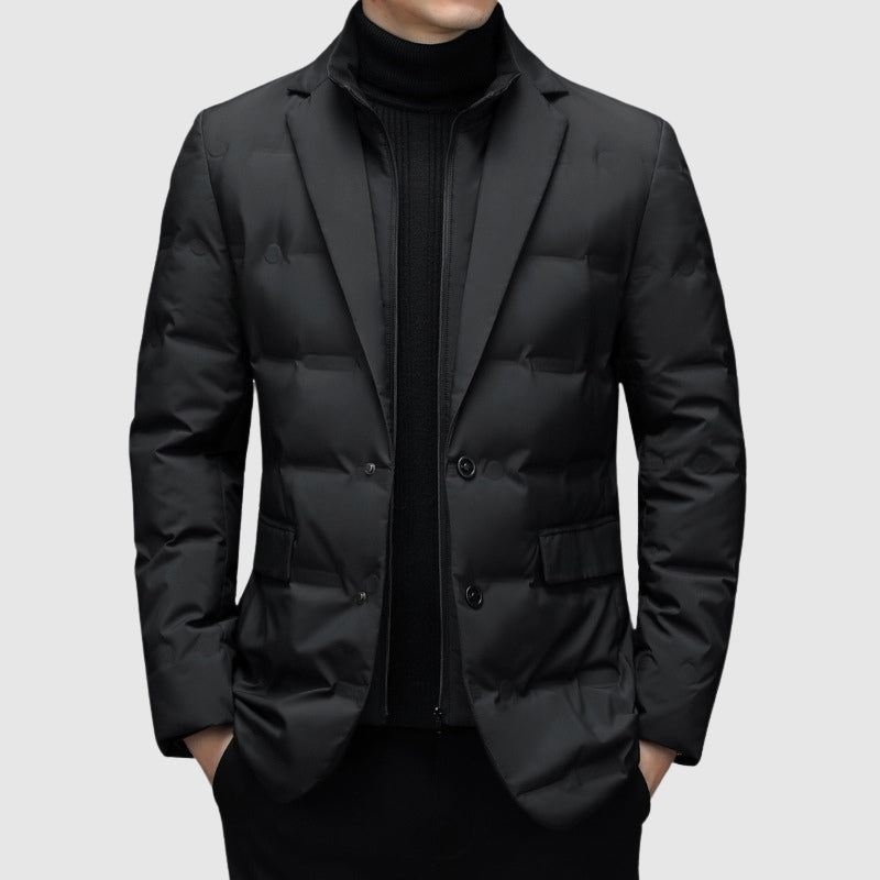 Men's Quilted Jacket Button Front Design - Fashinoza