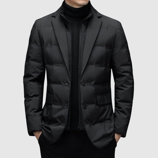 Men's Quilted Jacket Button Front Design - Fashinoza