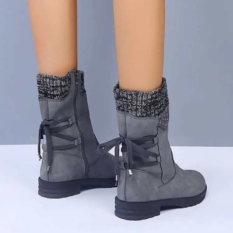 Women's Lace-Up Winter Boots Comfortable - 
Fashinoza