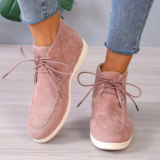 Women's Lace-Up Short Boots Comfortable - 
Fashinoza