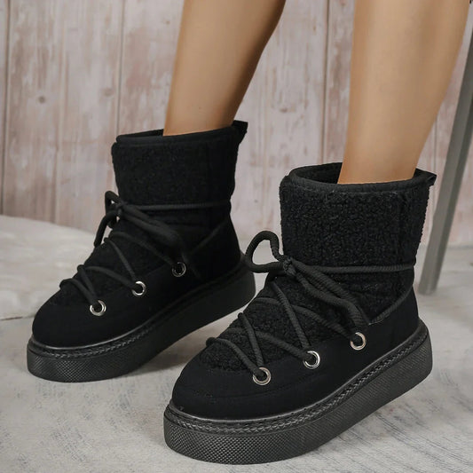 Women's Lace-Up Winter Boots Non-Slip - 
Fashinoza