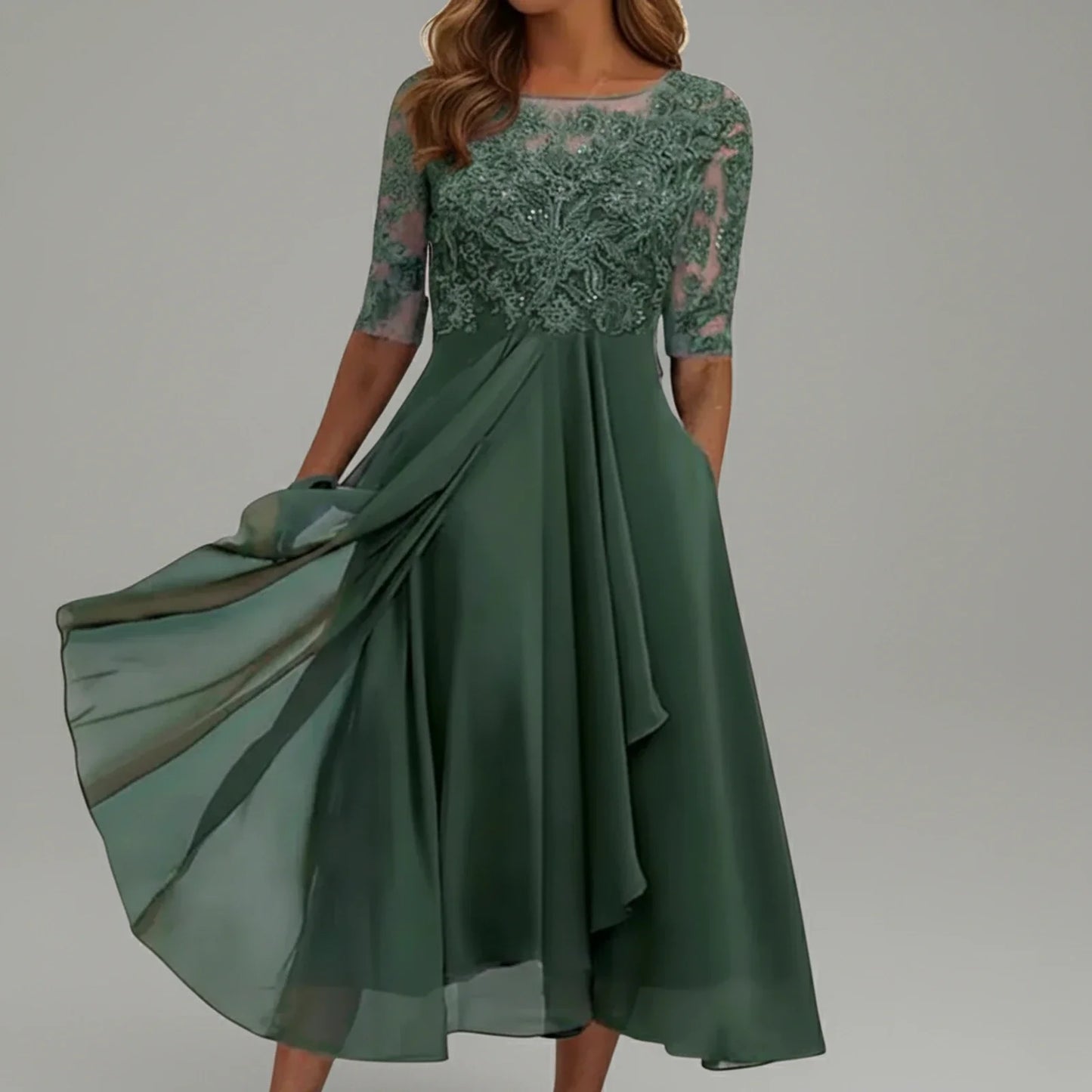 Women's Lace A-Line Midi Dress