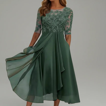 Women's Lace A-Line Midi Dress