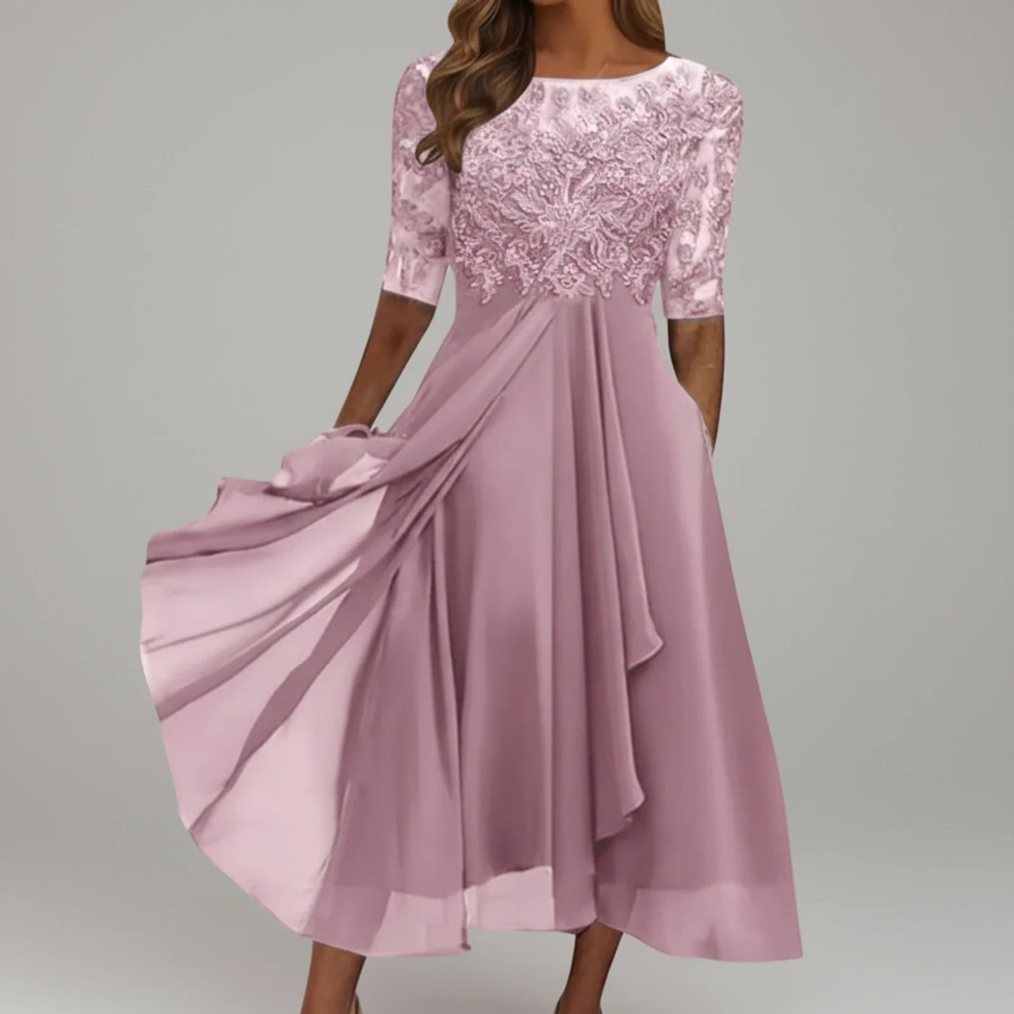 Women's Lace A-Line Midi Dress