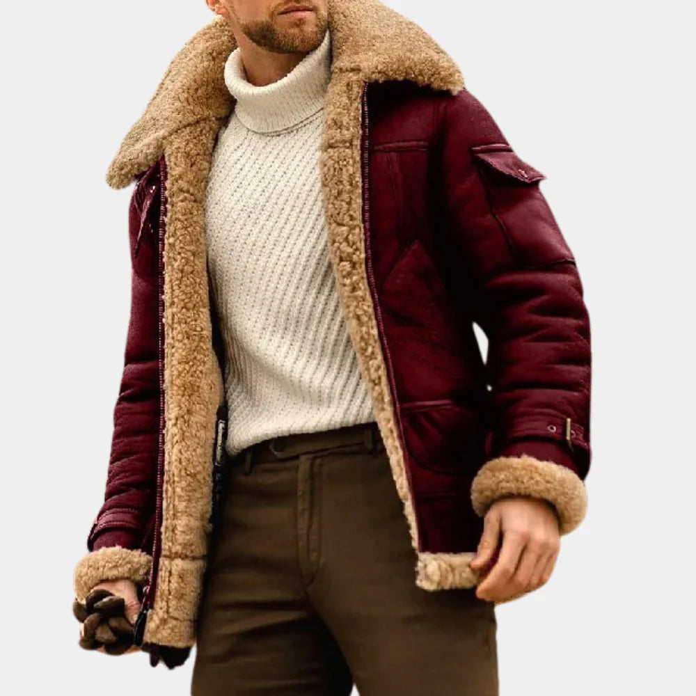 Men's Leather Aviator Jacket Warm