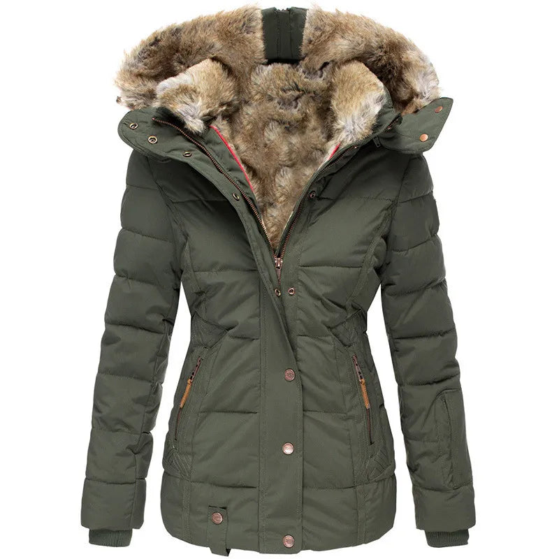 Women’s Puffer Coat with Faux Fur Hood
