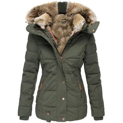 Women’s Puffer Coat with Faux Fur Hood