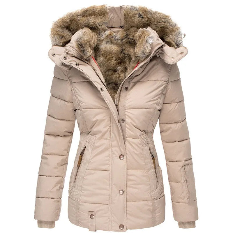 Women’s Puffer Coat with Faux Fur Hood